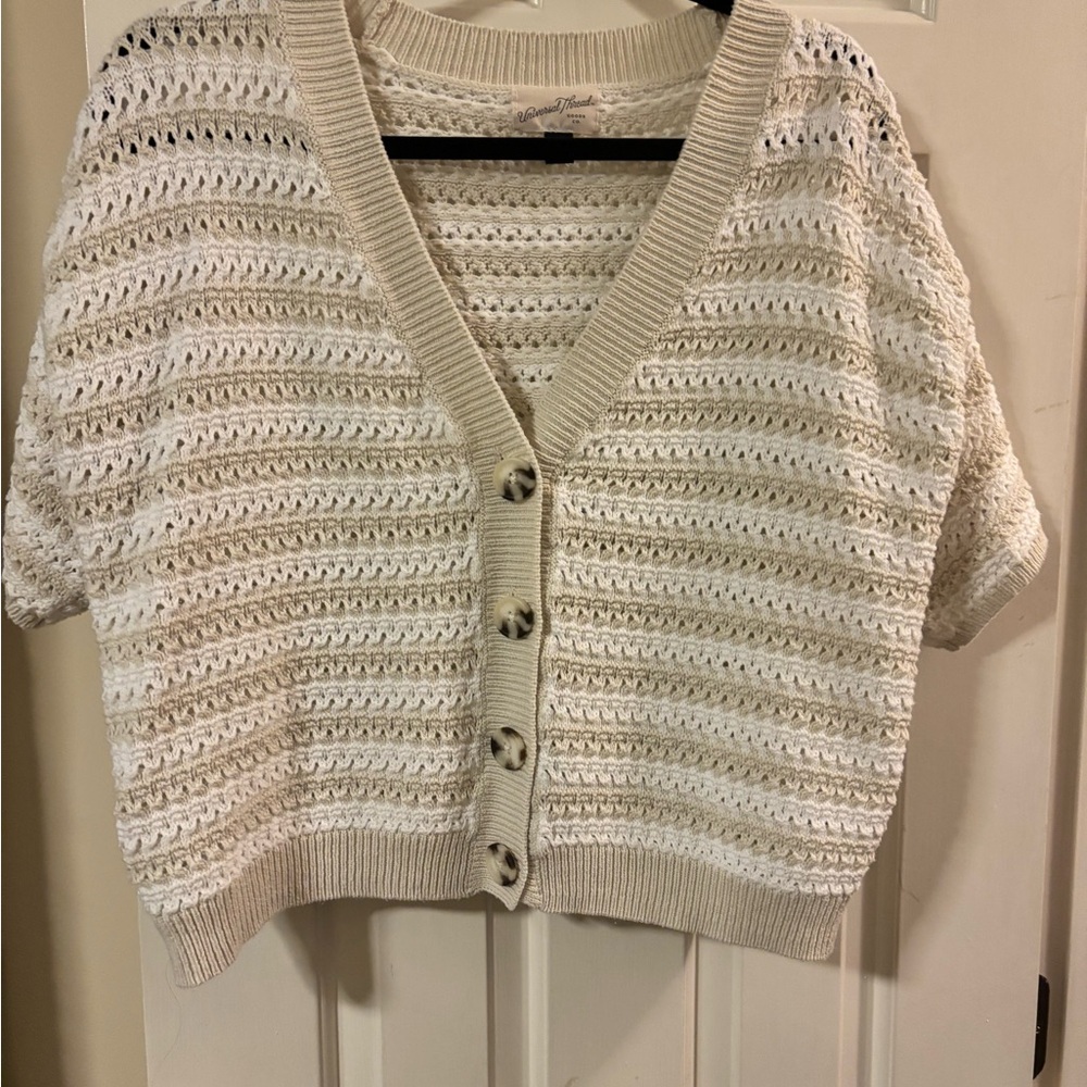 Universal Thread Cream Short Sleeve Cardigan